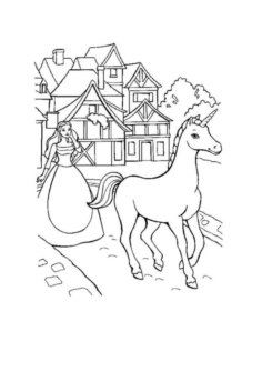 Barbie Doll With Unicorn Coloring Pdf, Free Vectors File